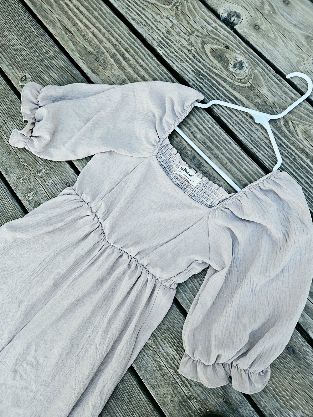 Three Bird Nest Puff Sleeve Wide Leg Jumpsuit | Taupe Greige | Size Small